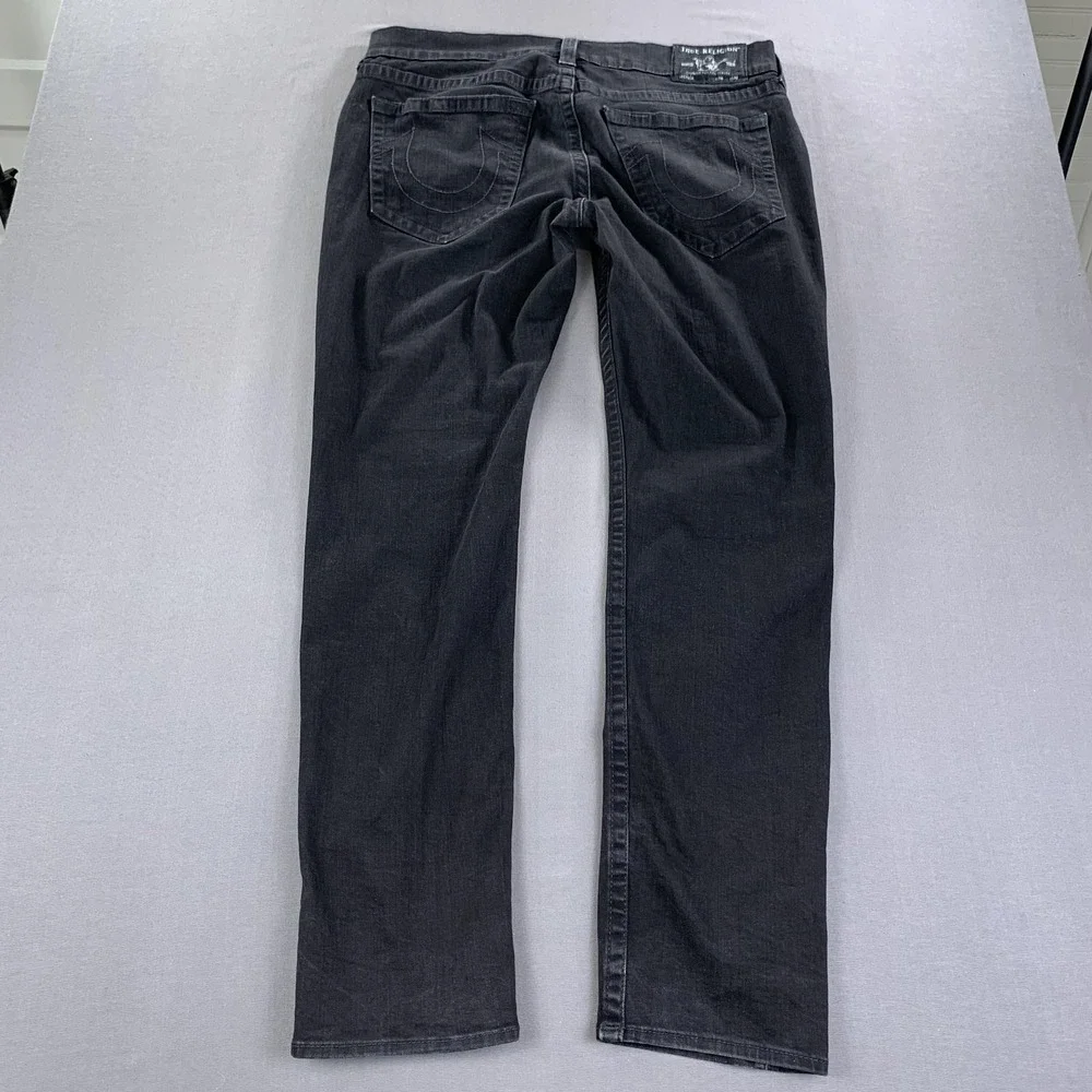 True Religion Geno‎ Jeans Mens 38x34 Black Relaxed Slim Straight Rinse Denim